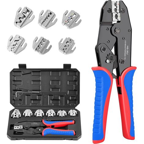 7-in-1 Crimpzange, Professionelles Ratschen-crimpset Mit (0,5-35mm²) Solar-mc4-crimpwerkzeug Für Isolierte Und Nicht Isolierte Kabelschuhe, Blau