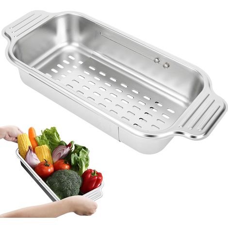 Sieb Für Spüle, Küchen-sieb Aus Edelstahl, Zusammenklappbares Abtropfsieb Für Die Küchenspüle, Zum Waschen Von Gemüse Und Obst, Zum Abtropfen Von Gekochten Nudeln Und Trockenen Speisen – Groß