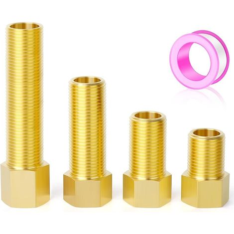 4 Stück Messing-rohrfitting-verlängerung, 1/2" Innengewinde Auf 1/2" Außengewinde Rohr-sechskant-reduzierstück Adapter Konverter, 40 Mm/50 Mm/70 Mm/100 Mm