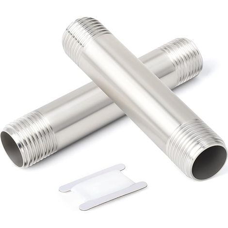 2 Stück 400 Mm 3/4" X 3/4" Männliches Bsp Nippel Gussrohr 304 Edelstahl Rohrfittinge