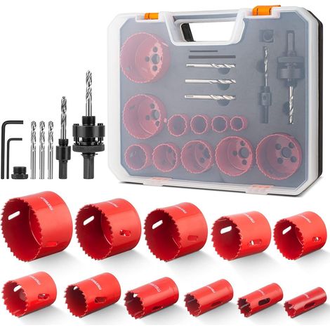 Bimetall-lochsäge, 19-teiliges Lochsägen-set Mit 11 Sägeblättern 19-68mm, Lochsägen-set Für Aluminium, Holz, Pvc-platten, Kunststoffe Und Metall