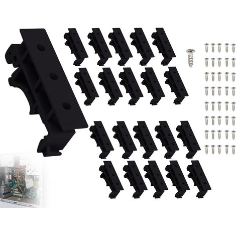 Satz Mit 20 Din-schienen-adaptern, Pcb-halterung Din C45, Clip Für Leiterplattenhalterung, Montageadapter Für Din-schienenhalterung, Din-schienen-adapter Mit 40 Schrauben (schwarz, 35 Mm)