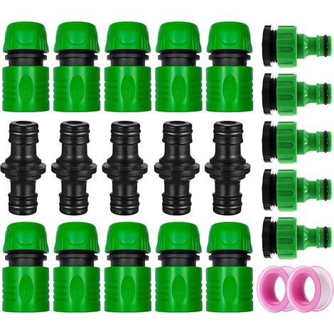 Satz Mit 22 Schnellen Gartenschlauchverbindungen, 10x 1/2" Schnellkupplungen Für Schläuche, 5x Doppelverbinder, 5x Wasserhahnanschluss, 2x Industrielles Ptfe-dichtband