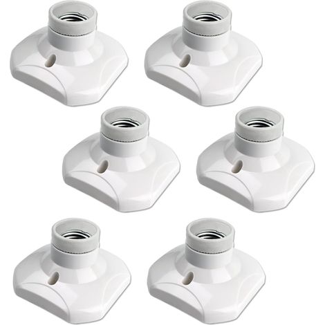 E27 Deckenlampenfassung, Wandmontage Mit E27-sockel, Ac 230 V, Quadratische Weiße Lampenhalterung, Kunststoffsockel, 6er-pack
