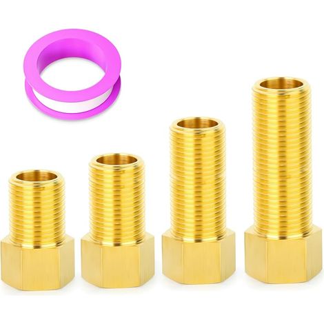 4 Stück Messing-rohrfitting-verlängerung, 1/2 & 3/4 Zoll Innengewinde Auf 1/2 & 3/4 Zoll Außengewinde Rohr-sechskant-reduzierstück Adapter Konverter, 40 Mm/50 Mm/70 Mm/100 Mm
