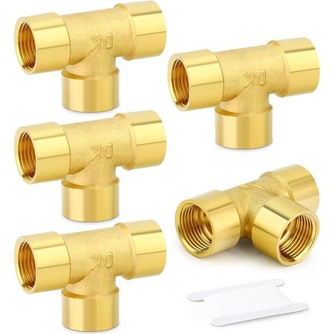 5 Stück Messing-t-stück, 1/4" X 1/4" X 1/4" Bsp Innengewinde-rohrverschraubungen