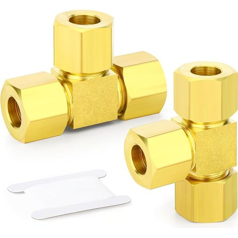 2 Stück Messing-kompressionsrohrverbinder, T-stück, 10 Mm X 10 Mm X 10 Mm Außendurchmesser.