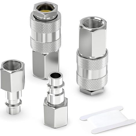 4 Stück 1/4-zoll-druckluftschlauch-steckverbinder, 1/4" Bsp-innengewinde Euro-druckluft-kompressor-schlauchanschlüsse, Schnellkupplung Druckluftschlauch-fittings, Druckluftkupplungs- Und Stecker-set