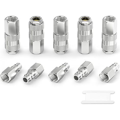 10 Stück 1/4-zoll-druckluftschlauch-verbinder, 1/4" Bsp-innengewinde Euro-druckluft-kompressor-schlauchanschlüsse, Schnellkupplung Druckluftschlauch Fittings, Druckluftkupplungs- Und Stecker-set