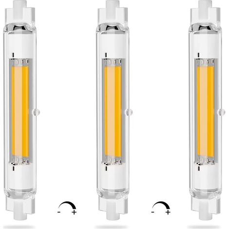 R7s Led 118mm Dimmbar 20w Energiesparende Cob Led R7s Glühbirne, Entspricht J118mm 200w Halogenlampe, Warmweiß 3000k, Flimmerfrei, 2000lm, 360°-strahlwinkel, Cri 90ra, 3er-pack [energieklasse A]