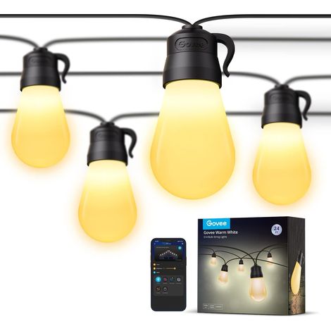 Äußere Lichterkette, 24ft App-steuerung Smart Lights Mit 15 Led-glühbirnen Warmweiß Dimmbar, Ip65 Wasserdicht Unzerbrechlich Patio Lights Mit 6 Szenenmodi Für Balkon, Hof, Party, Hochzeit