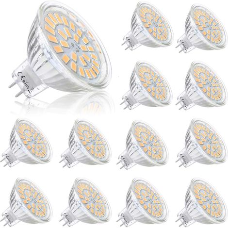 Led-mr16-glühbirnen, 12 V, 5 W, Entspricht 50 W Halogen, Warmweiß 2800 K, Strahler, Abstrahlwinkel 120°, 12er-pack