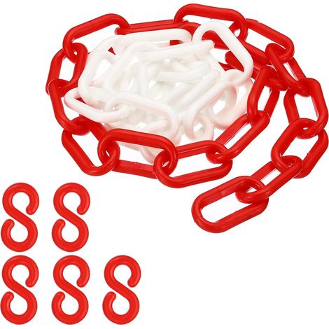 Kunststoff-kettenglieder, Rot-weiß, 100 Cm, 6 Mm, Für Absperrungen, Parkplätze, Zäune, Tore Und Dekoration