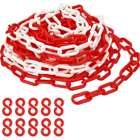 Kunststoffketten-glieder, Rot-weiß, 10 M, 6 Mm, Für Absperrungen, Parkplätze, Zäune, Tore Und Dekoration
