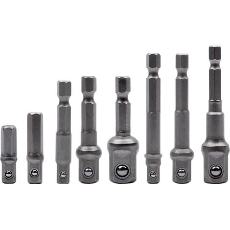 8-teiliges Set Mit Buchsenadaptern, Sechskant-adapter 1/4" Auf 1/4", 3/8", 1/2" Buchse, Für Akku-bohrschrauber, Stecknüsse Und Bithalter
