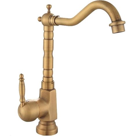 Waschbeckenarmatur, Antiker Messing-wasserhahn, Heiße Und Kalte Retro-küchenarmaturen, Einloch-einhebelmischer Für Badezimmerwaschbecken In Grünbronze