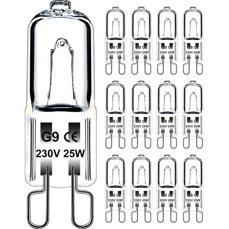 G9 Glühbirne 25w 230v Dimmbar Warmweiß, Halogen-g9-birne Hitzebeständig Bis 300°c, G9-ofenlampe Für Mikrowelle, Herd Und Deckenleuchten, 12er-pack [energieeffizienzklasse G]