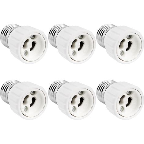 E27 Auf Gu10 Adapter, 0-250v, Max. 200w, Sockelumwandlungsadapter E27 Gu10 Für Led-glühbirnen, Halogen- Und Cfl-lampen, Keramikadapter, 6er-pack - Rw Lampensockeladapter