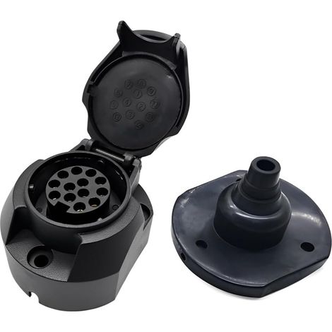 13-poliger Wasserdichter Anhängerstecker, Männlich, Mit Grüner Abdeckung, 12v Anhängerkupplungsstecker, 13-poliger Stecker Für Fahrradträger, Lkw, Wohnwagen
