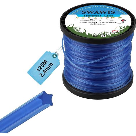 Fil De Coupe 2,4mm/125m Star Blau Nylon Spule Rasentrimmer Orange Trimmerfaden Ersatz Für Garten Unkraut