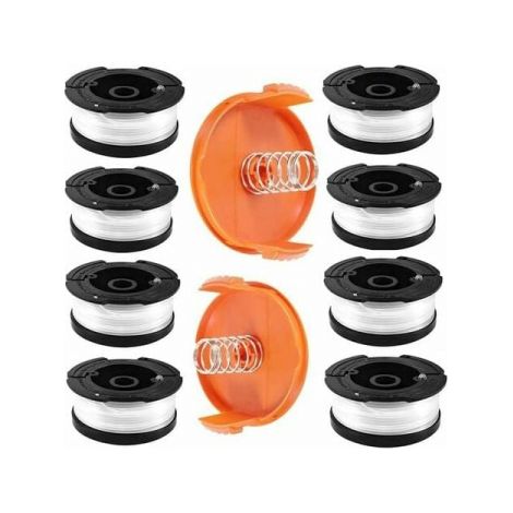 Spule Mit Schnittfaden Für Black & Decker Rasentrimmer, 8 Trimmerfadenspulen Mit 2 Spulendeckeln Und 2 Federn, Spulen A6481 A6485 Kompatibel Mit Black & Decker Af-100