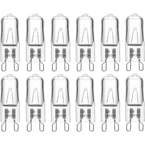Halogen-glühbirne G9 33w 230v 460lm Dimmbar Warmweiß 2700k, 300°c Hitzebeständige G9-kapselglühbirne Für Backofen, Mikrowelle, Kronleuchter, Landschaftsbeleuchtung, 12er-pack [energieeffizienzklasse G