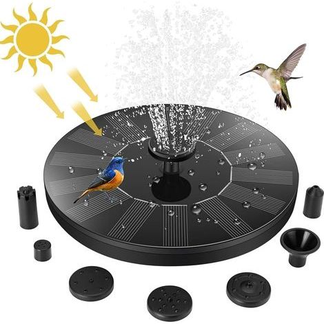 Solargartenbrunnen - Wasserpumpe Mit 7 Düsen, Vogelbad, Teich, Terrasse Und Gartendekoration.