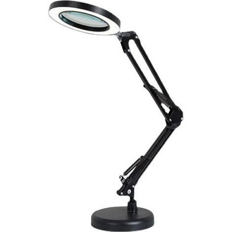 Led-lupenlampe 5x, Verstellbare Schreibtischlupenlampe Mit Drehbarem Arm, Glaslinse, Für Wartung, Handwerk, Lesen, Nähen, Schwarz