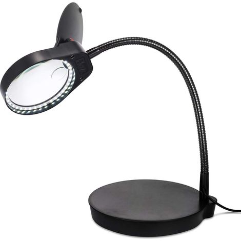 2-in-1 Stehlupenlampe 3x 10x Leselupe Mit Ständer, Led-beleuchtete Lupe Mit 38 Leds Für Tageslichtähnliches Helles Licht, Basteln, Industrie Und Elektronik (schwarz)