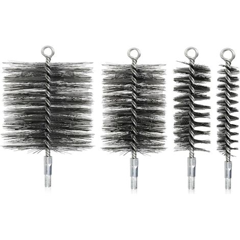 4 Stück Schornsteinfegerbürsten-set, Kaminkehrer-kit Für Pelletofen Und Heizkessel, Metallbürste, Ø 30/50/80/110 Mm, Länge 185 Mm