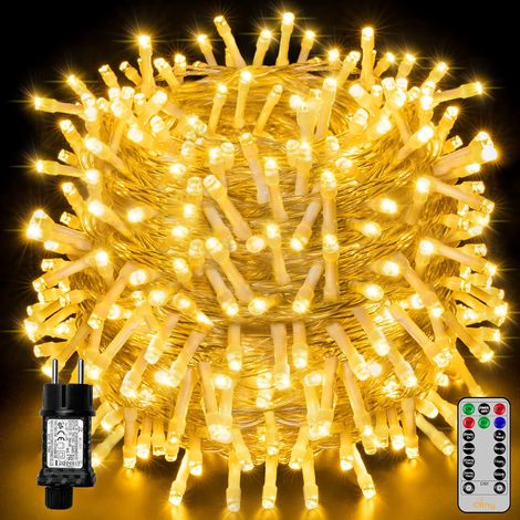 Led-lichterkette 40 M, 400 Leds, Wasserdichte Weihnachtslichterkette Ip44 Mit Fernbedienung Und Timer, 8 Modi, Partydekoration Für Weihnachten, Geburtstag, Hochzeit, Wohnzimmer, Warmweiß