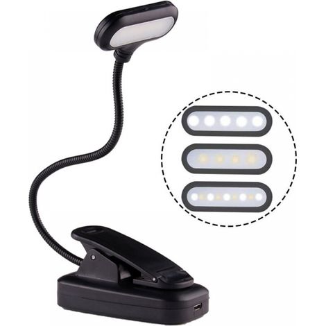 Leseleuchte Zum Lesen Im Bett Bei Nacht, Buchlicht Mit Klemme, Warmes Led-licht, Usb-aufladbar