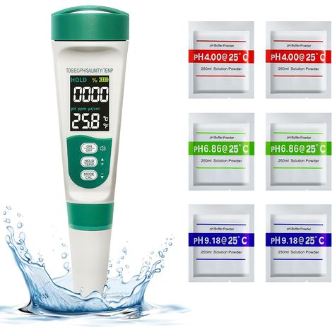 Elektronisches Ph-meter, 5-in-1-pool-testkit, Ph/tds/ec/salzgehalt/temperatur-tester, Va-hintergrundbeleuchtung Display, Salztester Für Pool, Für Trinkwasser, Aquarium, Pool