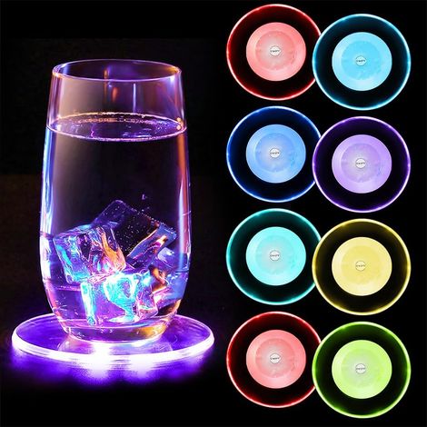 8er Set Leuchtende, Bunte Untersetzer, Wasserdichte Untersetzer, Runde Acryl-untersetzer Für Weihnachten, Kneipe, Glas, Flasche, Party, Hochzeit