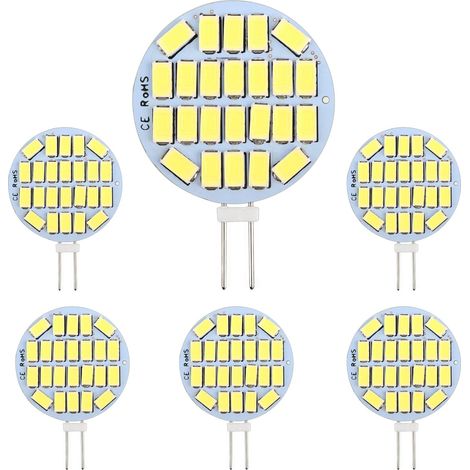 G4 Led-glühbirne 3w, Ac/dc 12-24v, 300lm Kaltweiß 6000k, 24x5730 Smd, Ersatz Für 30w Halogenlampe, Nicht Dimmbar, Runde G4 Led-lampe Für Schrankbeleuchtung, Einbauleuchte, 6er-pack