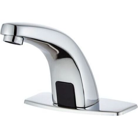 Berührungsloser Automatischer Waschtischwasserhahn Mit Perforierter Abdeckung, Gleichstromsensor, Chrom