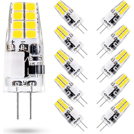 Led-glühbirne G4 3w, 6000k Kaltweiß, Entspricht 35w G4 Halogenlampe, Ac/dc 12v, 300 Lumen, Nicht Dimmbar, 10er-pack