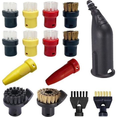 Set Mit 15 Zubehörteilen Für Kärcher Dampfreiniger Easyfix Sc1 Sc2 Sc3 Sc4 Sc5, Kit Mit Runden Bürsten, Düsen, Mundstücken Und Ersatzteilen