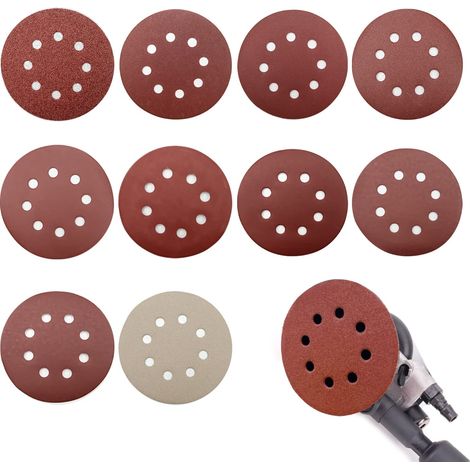 100 Stück Schleifscheiben, 125 Mm Schleifpapier, Körnung 80/180/240/400/800/1000/1200/1500/2000/3000, Für Random-orbit-schleifer, Ideal Zum Schleifen, Polieren Und Entrosten (8 Löcher)