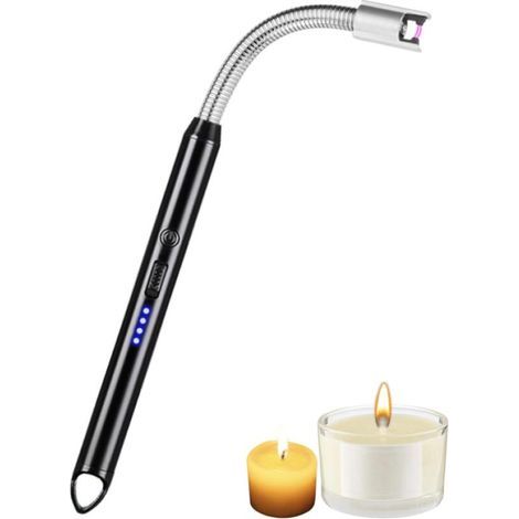 (noir) Elektrisches Lichtbogen-feuerzeug, Usb-aufladbares Elektrisches Feuerzeug Mit 360-grad-hals Für Grillen, Küche, Camping Und Ausflüge