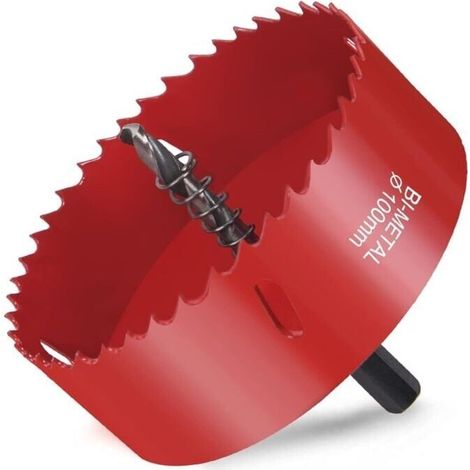 Bimetall-lochsäge, Holzlochsäge Ø100mm, Lochsäge Mit Hexagonalem Adapter Und Zentrierbohrer, Zum Bohren Von Kunststoff, Pvc, Holz, Faserplatten Und Weichmetall - Liaiki