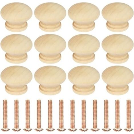 12 Stück Möbelgriffe Aus Holz, Möbelknöpfe, Türknöpfe Für Schränke, 35 Mm Schubladengriff, Für Innendekoration, Schrank, Kleiderschrank, Schublade, Küchenschränke