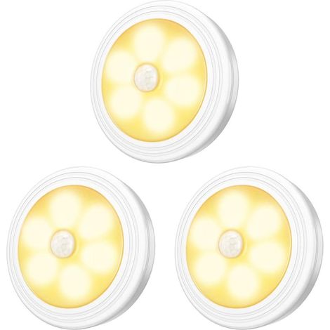 Schrank-led-lampe, 3er-pack Schrank-nachtlichter, Led-beleuchtung Mit Bewegungsmelder Und Magnetbasis, Für Treppe, Küche, Vitrinen Und Schränke (batteriebetrieben)