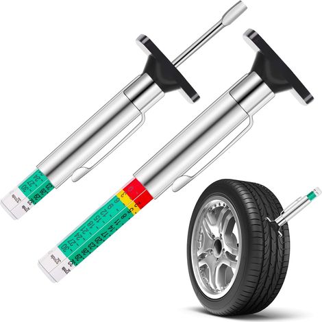 Reifentiefenmesser, 2er-pack Farbcodierte Reifentiefenmesser 32stel/25 Mm Präzise Messwerkzeuge Für Die Profiltiefe