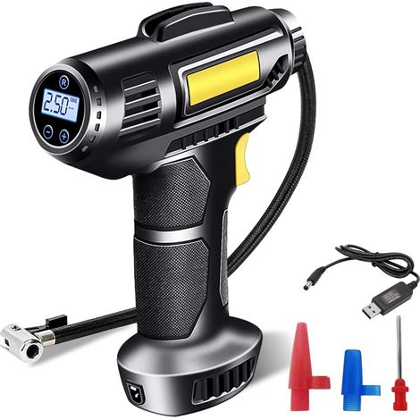 Gonfleur Pneus Voiture, 4000 Mah 7,4 V Tragbarer Luftloser Reifenkompressor, Wiederaufladbarer 150 Psi Auto-kompressor, Elektrische Luftpumpe Mit Led Und Düsenaufsätzen