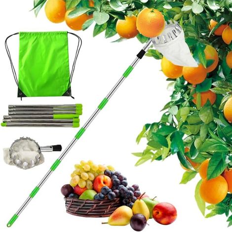 Obstpflücker Mit Beutel, Abnehmbarer Obstpflücker, Mit Teleskopischem Griff, 2,4 M Edelstahl-obstpflücker, Sammelbeutel