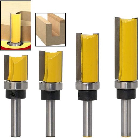 4 Stück Kopierfräser, Bündigfräser Gerade Schaft 8 Mm, Durchmesser 19,05 Mm, Mit Kugellager Am Schaft, Fräswerkzeuge Für Holzverarbeitung Und Heimwerken