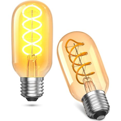 Dimmbare Vintage-glühbirne Led E27, 4w Retro Edison-spiral-led-glühfaden Warmweiß 2700k Entsprechend 40w, Antike Dekorativ-glühbirne Für Cafés, Bars, Restaurants (bernsteinglas, 2er-pack [energieklass