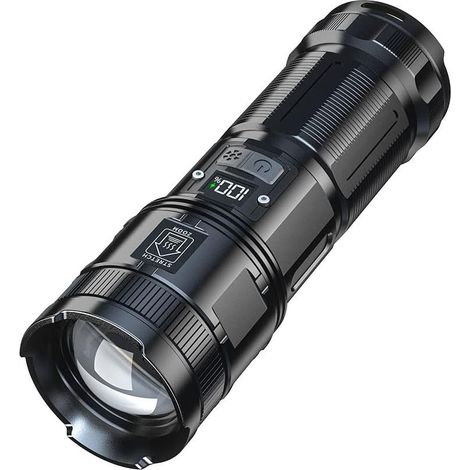 Led-taschenlampe, Extrem Hell, 3500 Lumen, Wiederaufladbar, Integrierter 9000-mah-akku Mit Digitaler Led-ladeanzeige, Geeignet Für Camping Und Notfälle [energieklasse