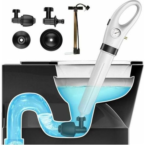 Toilettenentstopfer, Hochdruck-toilettenrohr-entstopfer Mit Manometer, Kolben-toilettenentstopfer Mit 4 Kolbenköpfen Und Luftpumpe, Entstopfer Für Toilette, Waschbecken, Badewanne